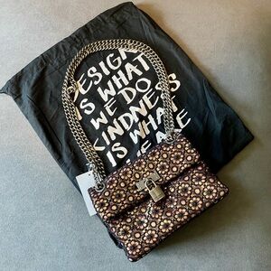 Kurt Geiger NWT LONDON LACE MINI BRIXTON w/DUST COVER crossbody Gold Color Shift